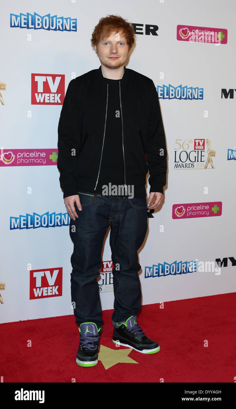 Ed Sheeran bei den Logie Awards, Melbourne 27. April 2014. Stockfoto