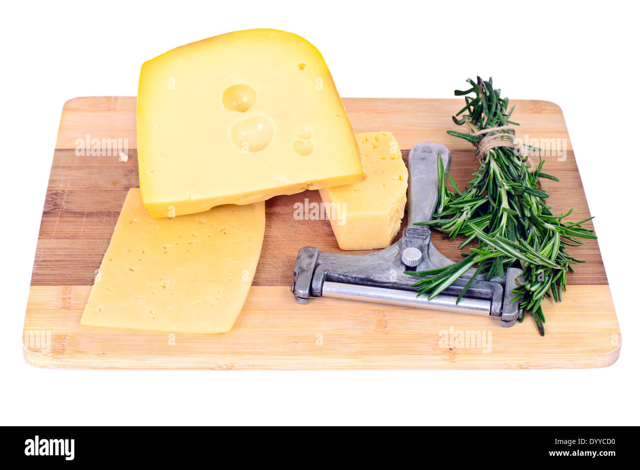 Käse auf hölzernen Hintergrund Stockfoto