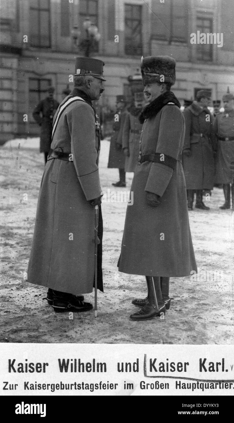 Kaiser Wilhelm II. und Kaiser Charles I., 1917 Stockfoto