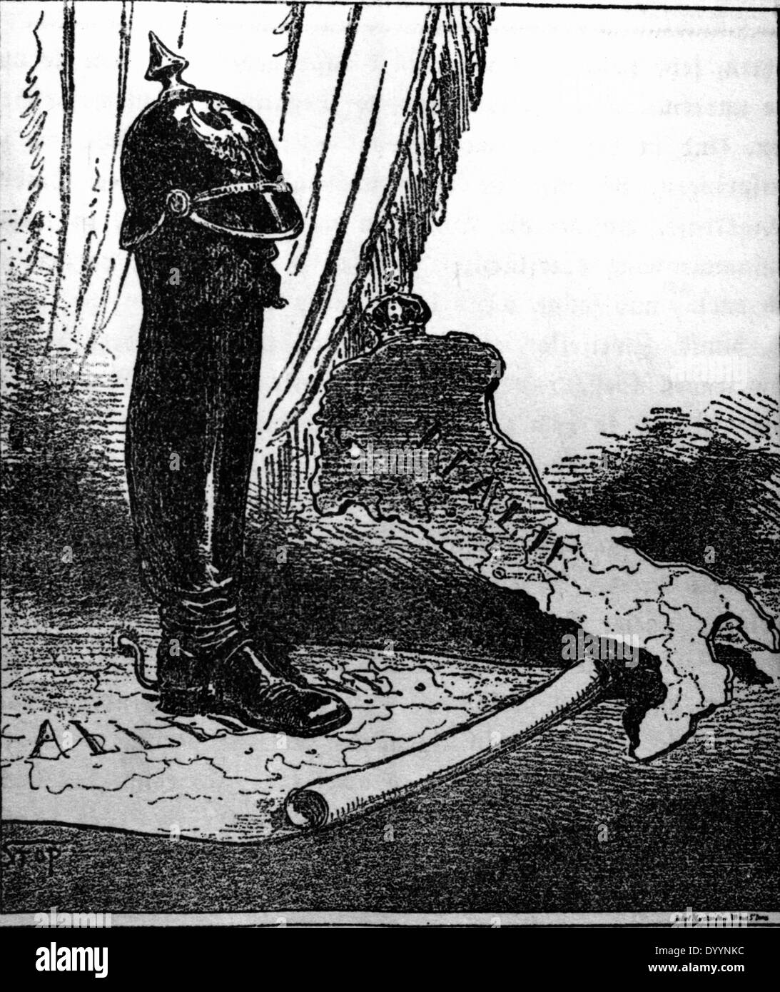 Französische Karikatur der deutsch-italienischen Beziehungen, 1871/72 Stockfoto