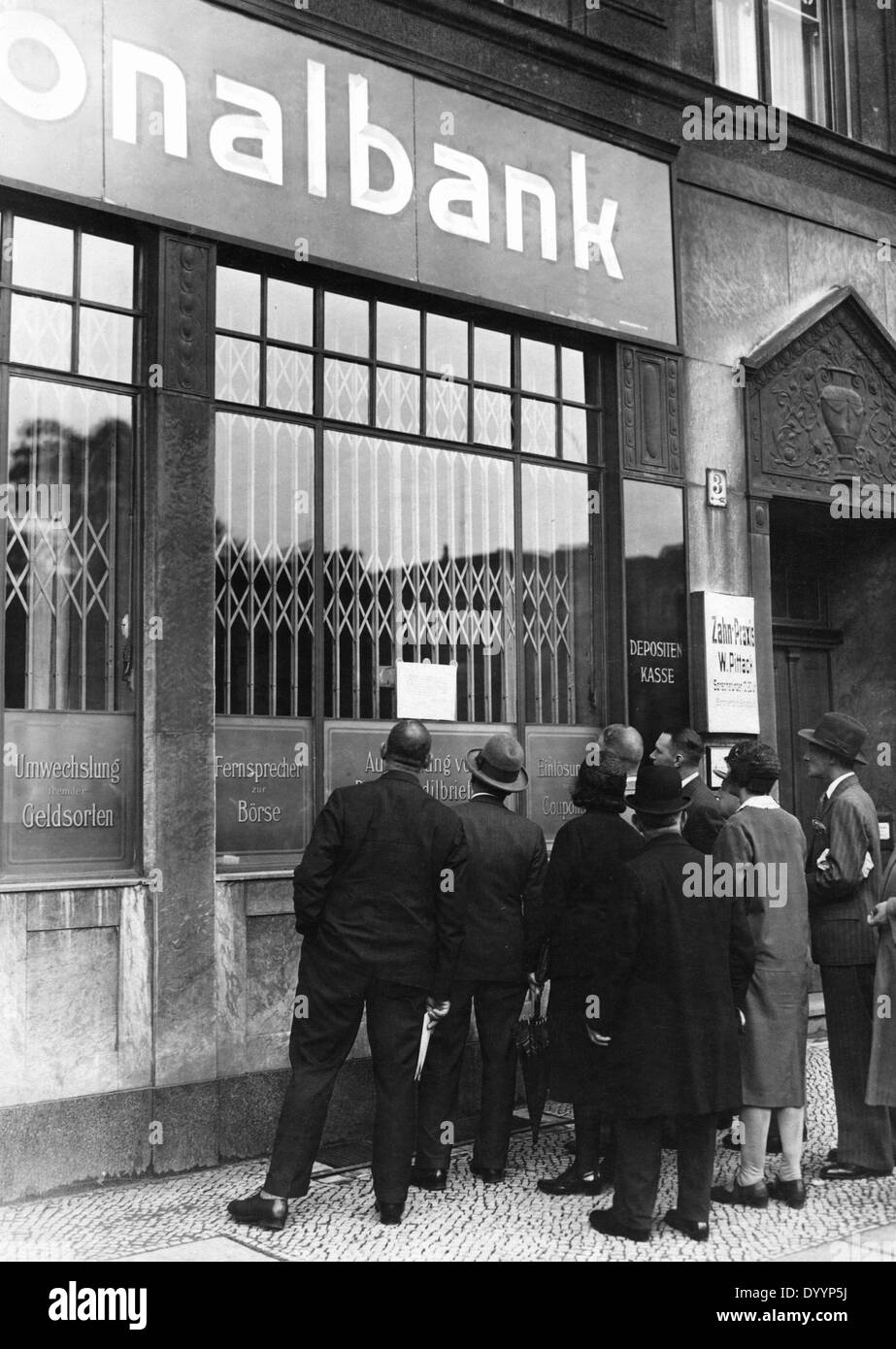 Weltwirtschaftskrise: Banken, Börse, Konkurs der Danat-Bank 1931 Stockfoto
