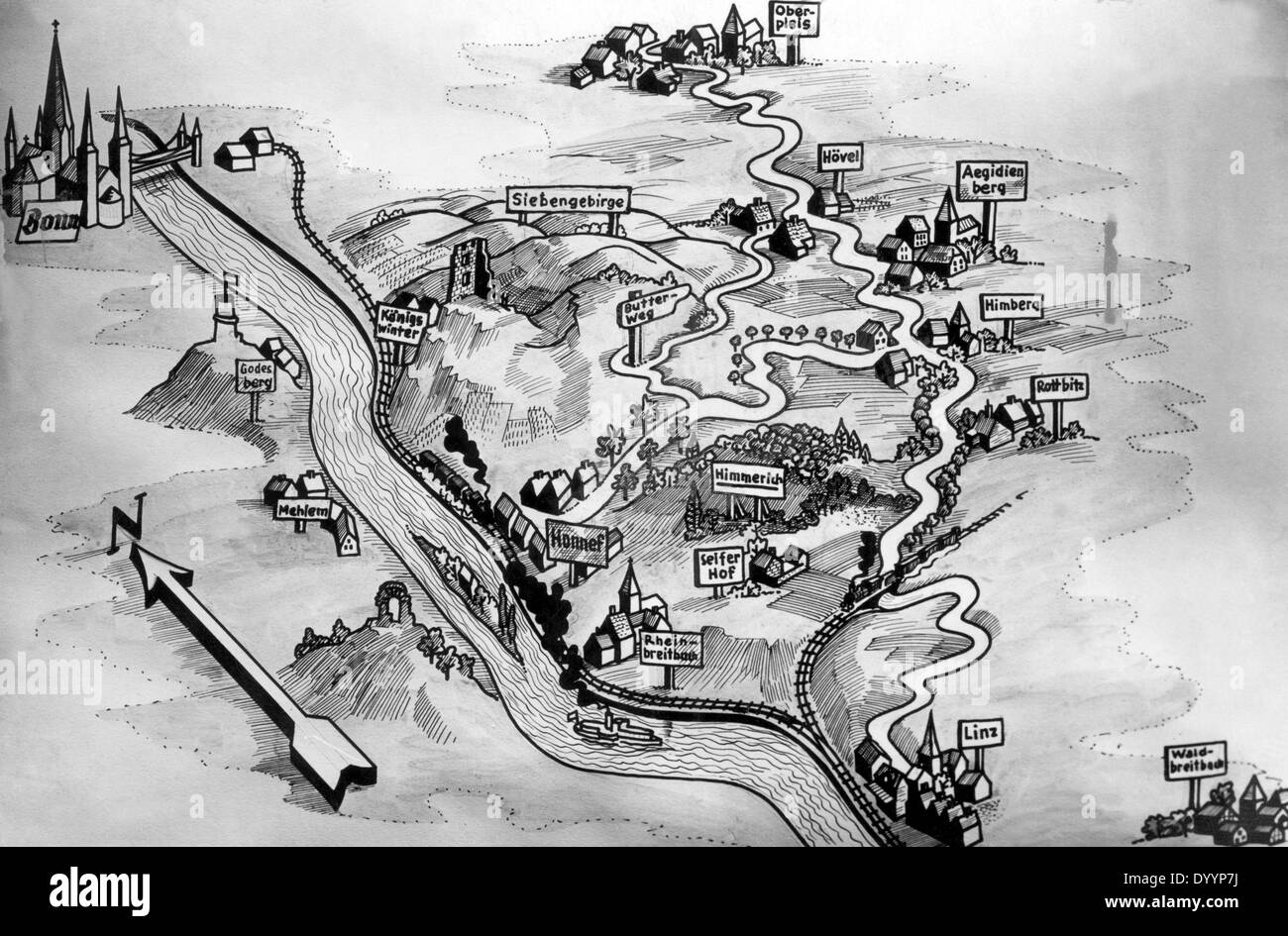 Skizze des Bereichs für die Separatisten Schlacht, 1923 Stockfoto