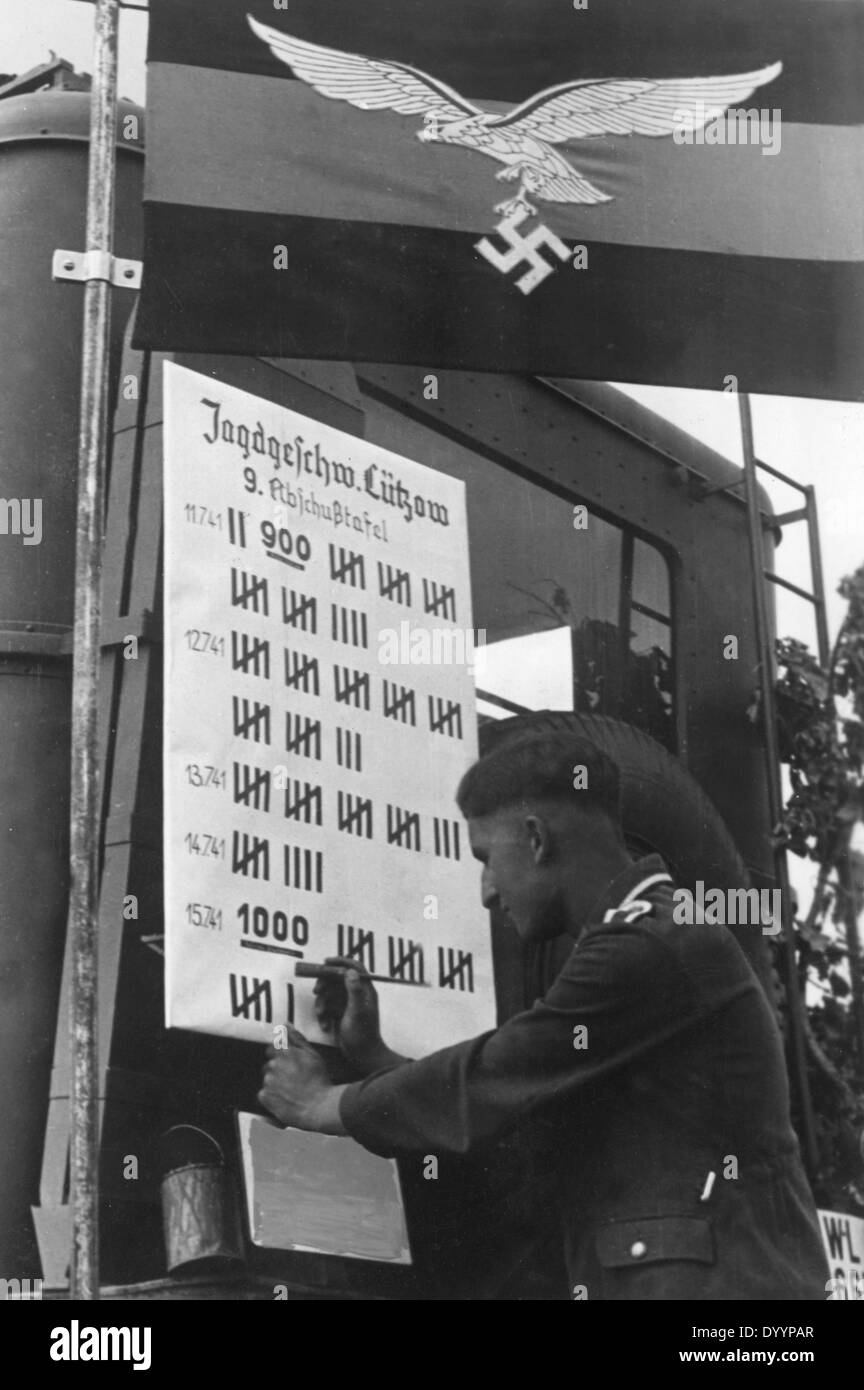 Luft-Siege von einem deutschen Kämpfer-Flügel an der Ostfront, 1941 Stockfoto