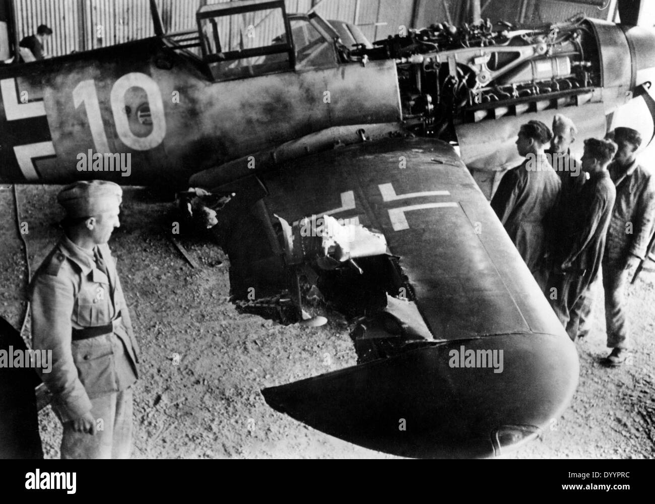 Deutsche Messerschmitt 109 nach einer Mission über Malta, 1942 Stockfoto