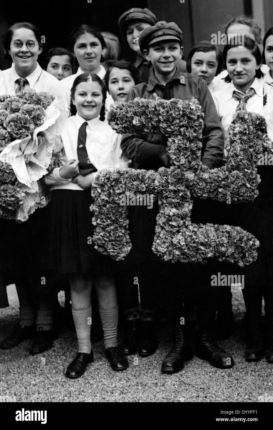 Verschiedenen Hakenkreuzen machte der Kornblume, 1934 Stockfoto