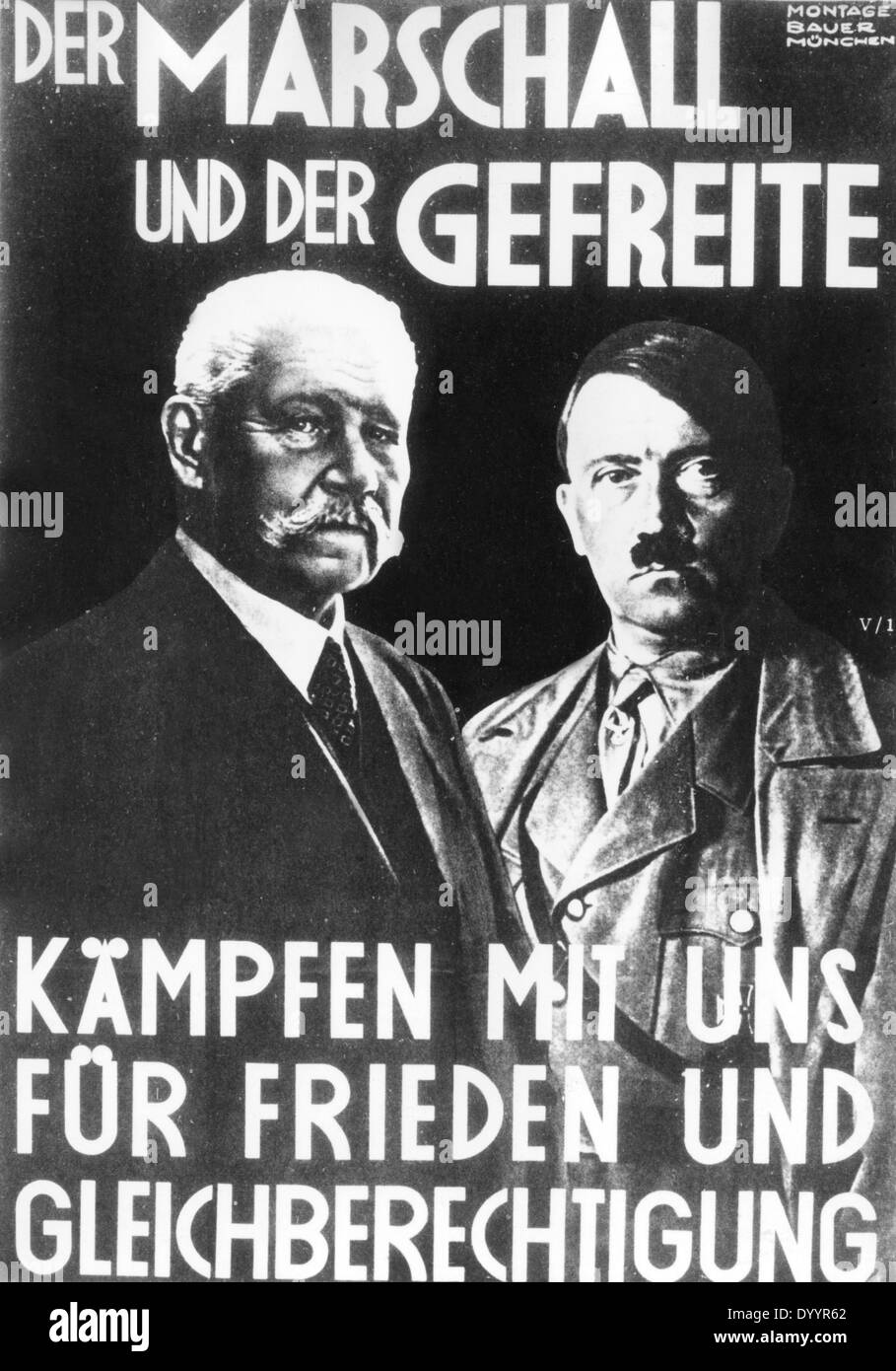 Propagandaplakat von Hitler nach der Machtergreifung 1933 Stockfoto
