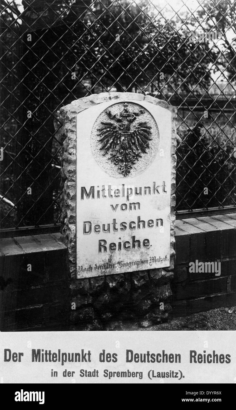 Der Gedenkstein, die geographische Zentrum des Deutschen Reiches, 1910 markiert Stockfoto