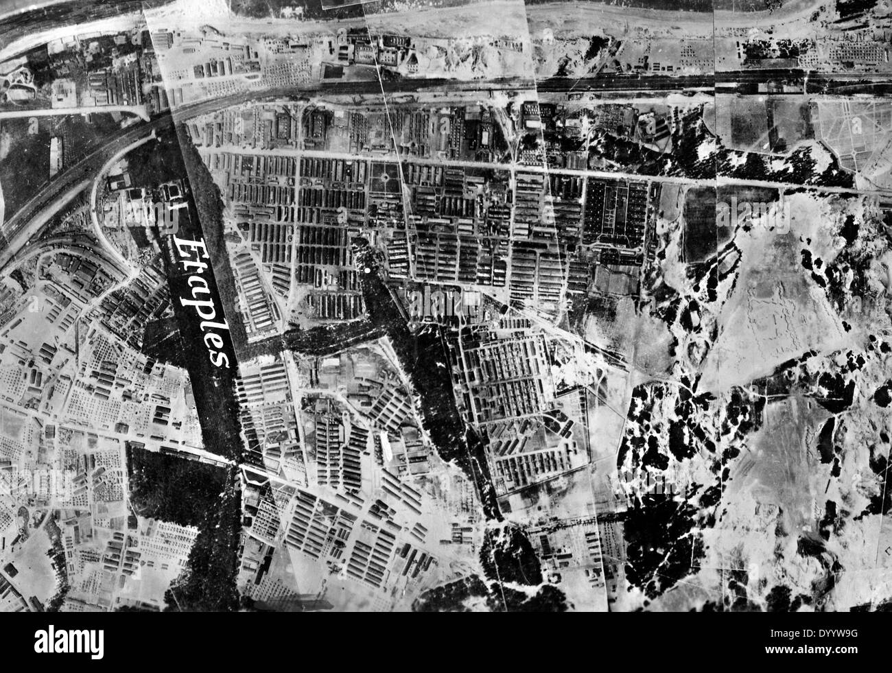 Luftbild der Kaserne der britischen Truppen an der Westfront Stockfoto