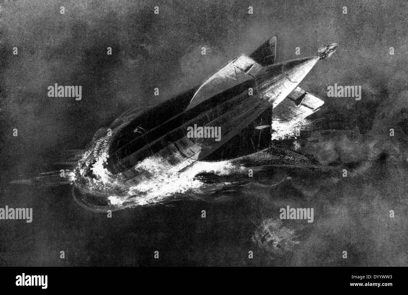 Marine Luftschiff, die L 70 in sich stürzt Flammen, 1918 Stockfoto