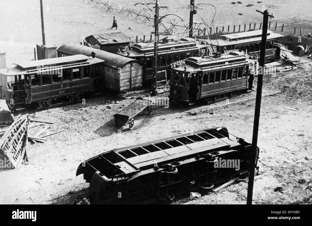 Barrikaden in Warschau, 1939 Stockfoto