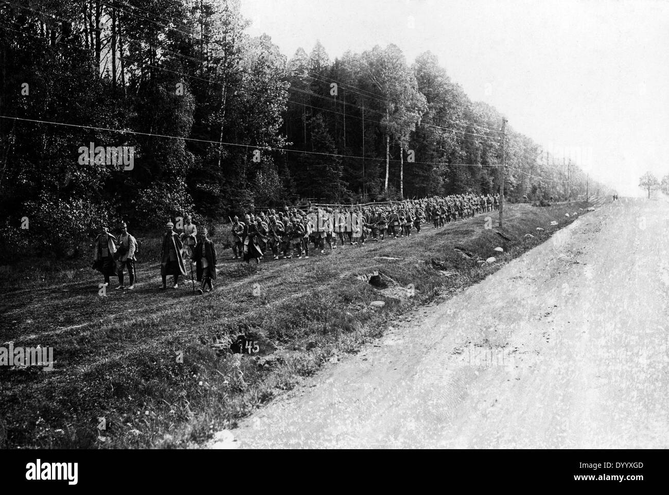 Deutsche Scharfschützen voraus, die Dubysa, 1915 Stockfoto