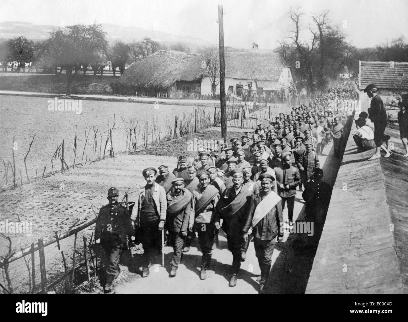 Marsch der russischen Kriegsgefangenen Stockfoto