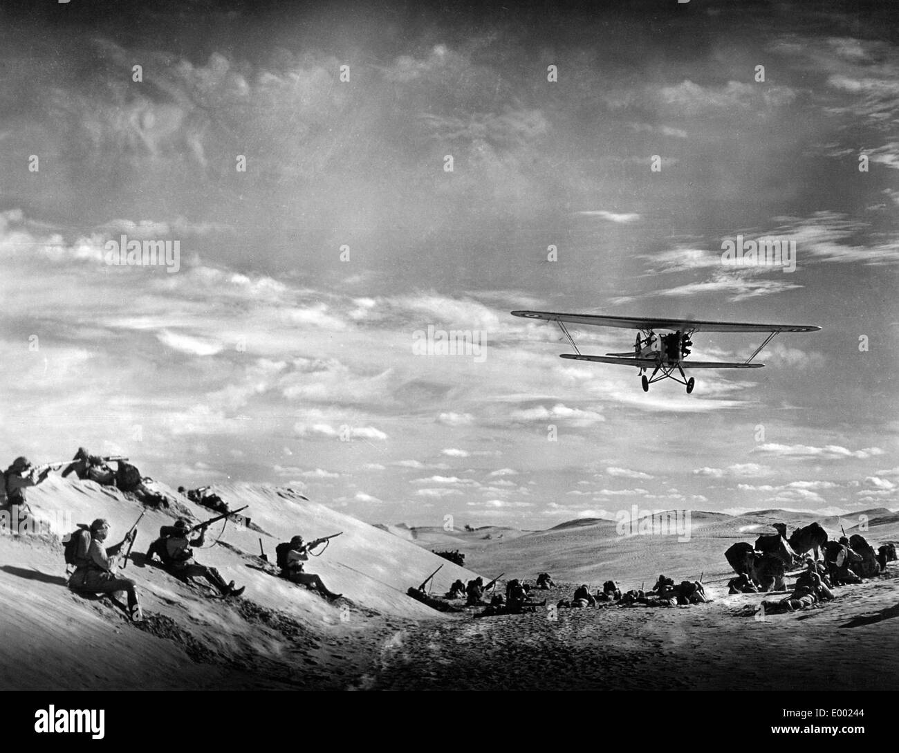 Luftangriff von einem britischen Tiefflieger Stockfoto