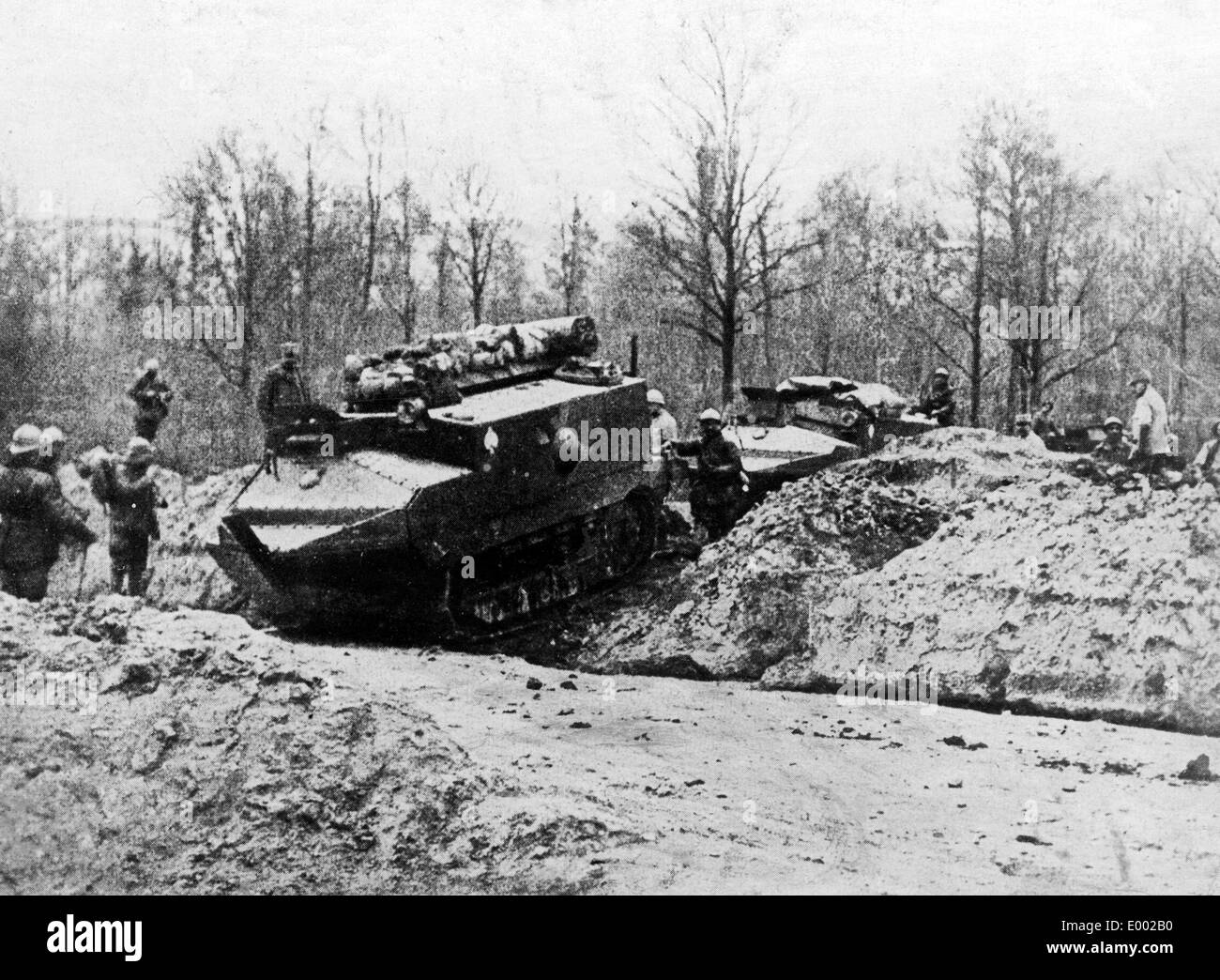 Französische Panzer an der Westfront 1918 Stockfoto