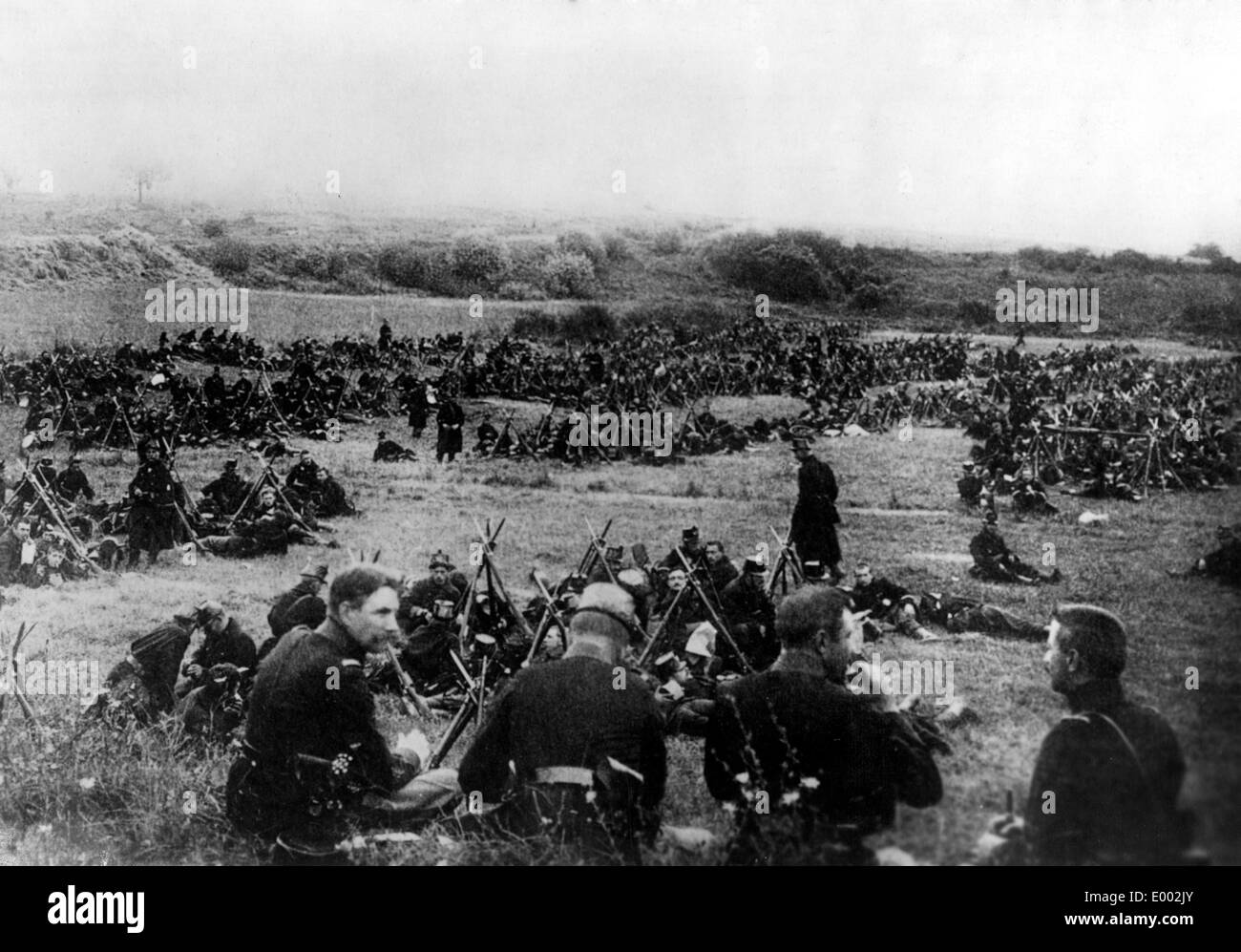 Belgische Soldaten ruhen in der Nähe von Ostende, 1914 Stockfoto