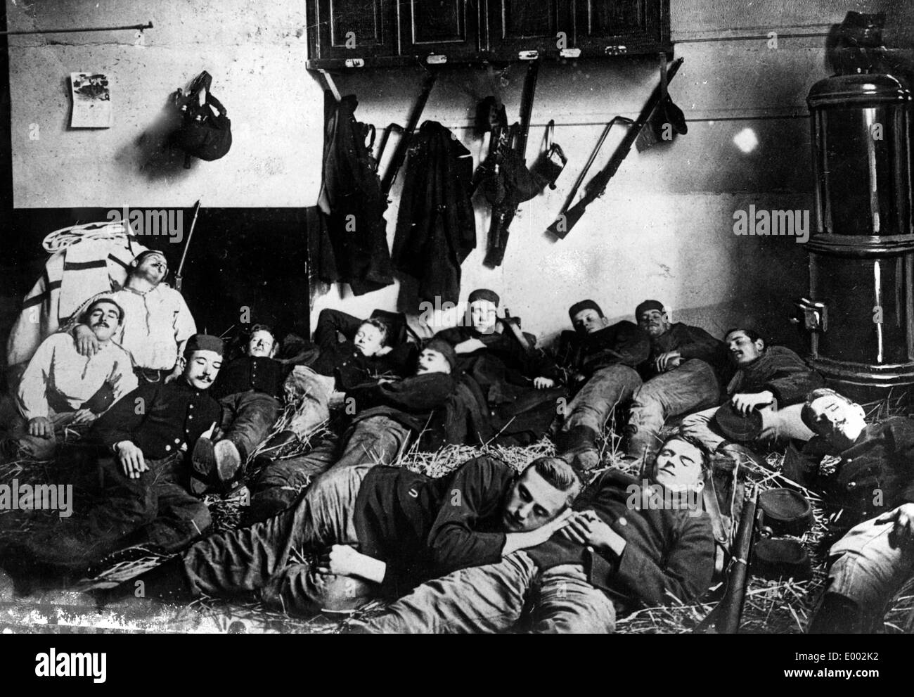 Ruhenden belgischen Soldaten, 1914 Stockfoto
