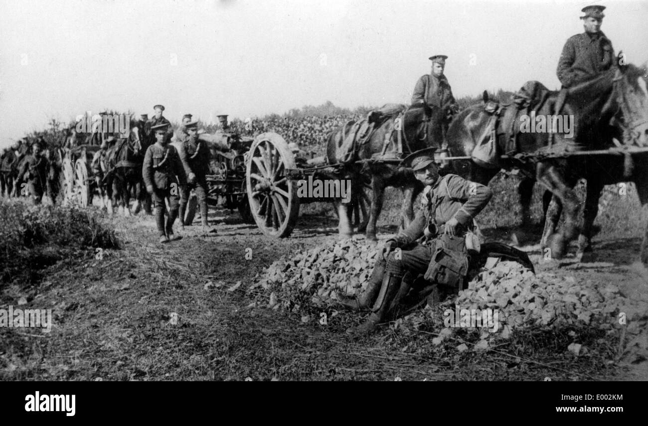 Englische Artillerie an der Aisne, 1914 Stockfoto