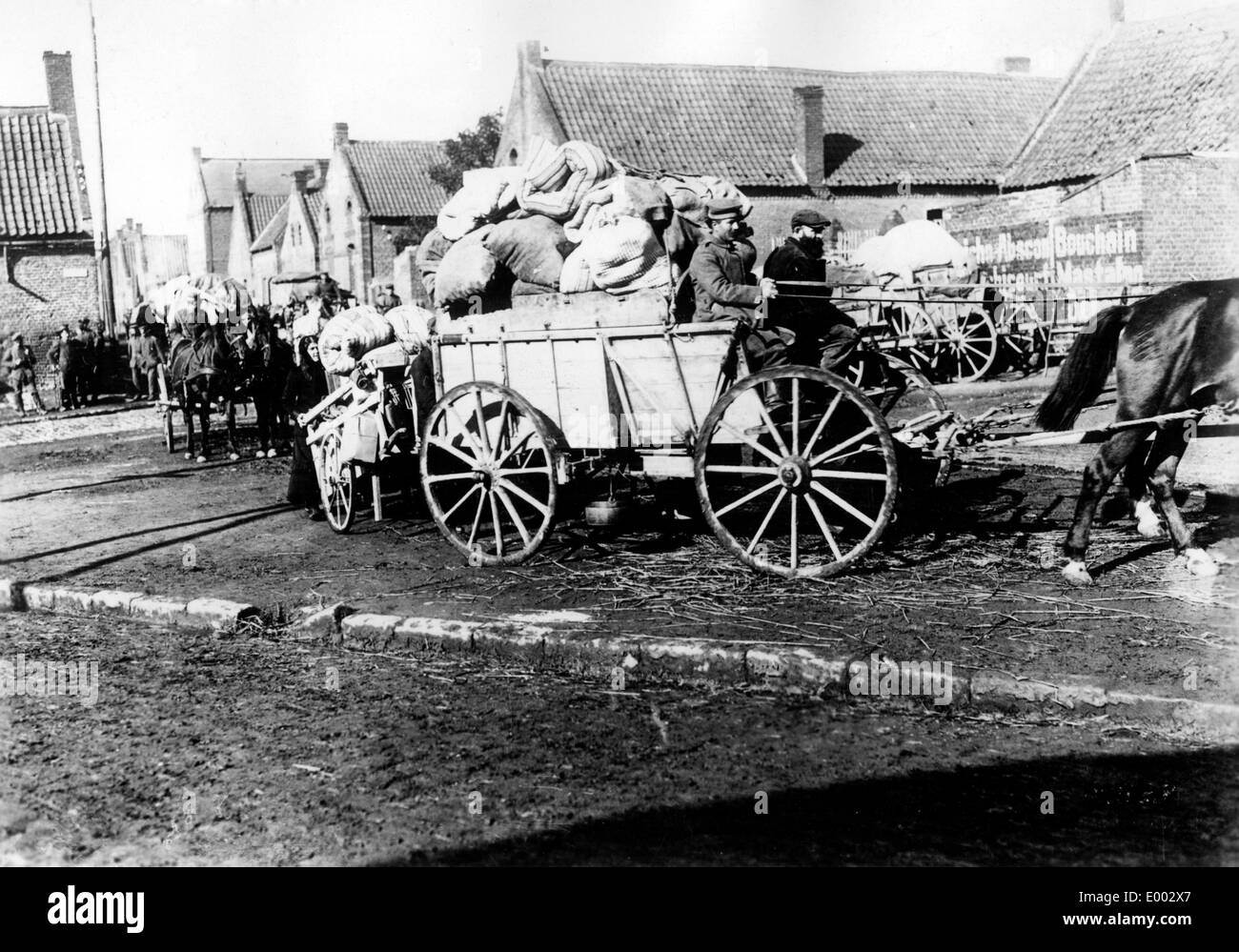 Evakuierung von belgischen Zivilisten, 1918 Stockfoto