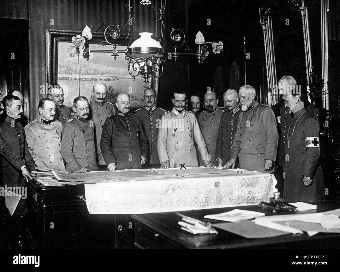 Der deutsche General Gouvernor der belgischen in einer Besprechung, 1915 Stockfoto