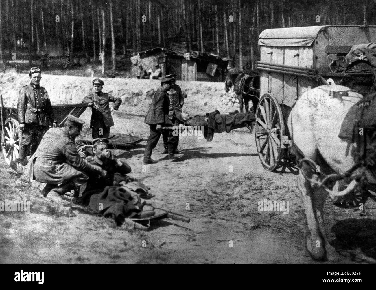 Verletzte deutsche Soldaten an der Westen Front, 1914 Stockfoto