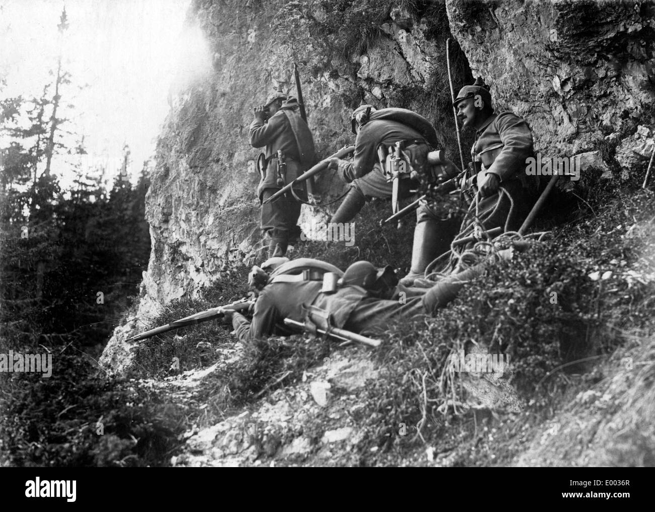 Deutsche Soldaten auf Patrouille an der Westfront 1915 Stockfoto