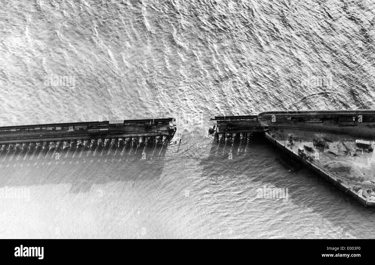 Abgebrochene Maulwurf Zeebrugge, 1918 Stockfoto