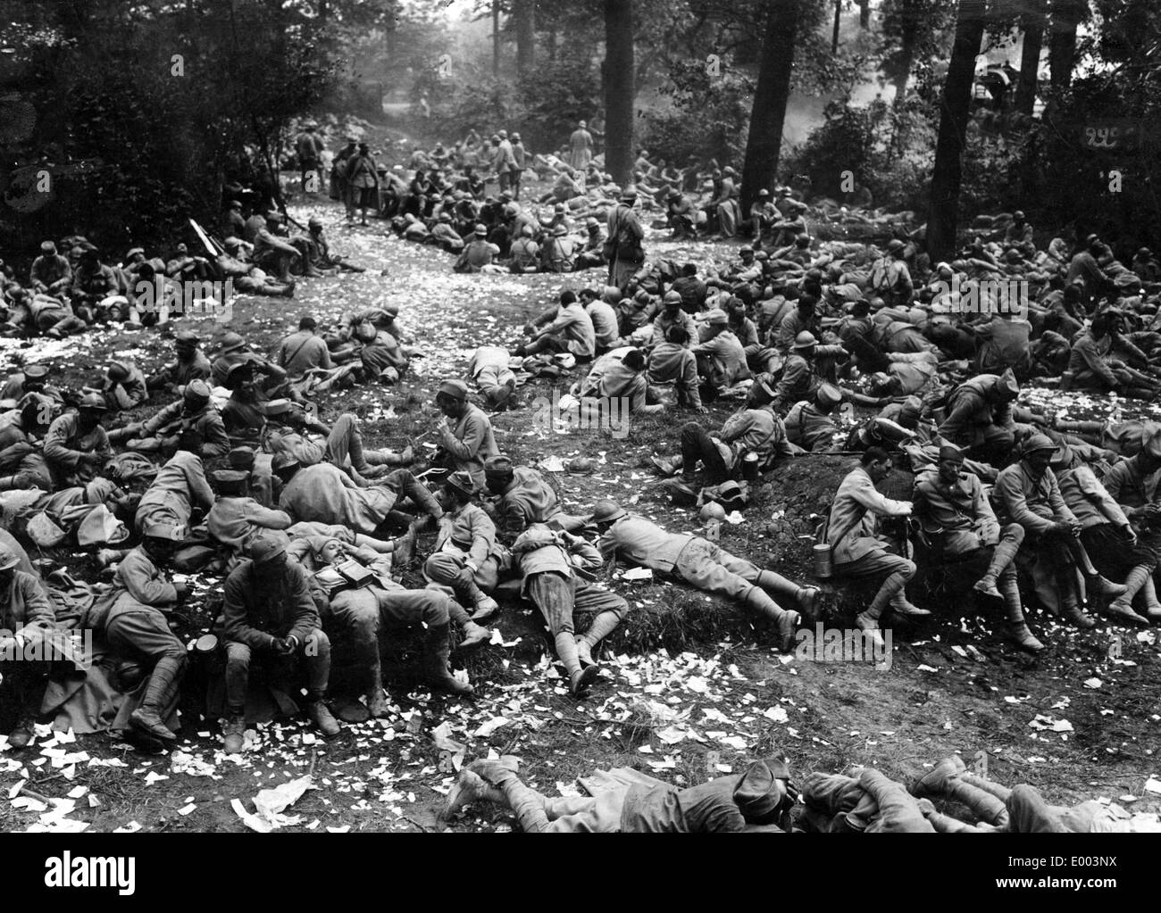 Französische Gefangene an der Westfront 1918 Stockfoto