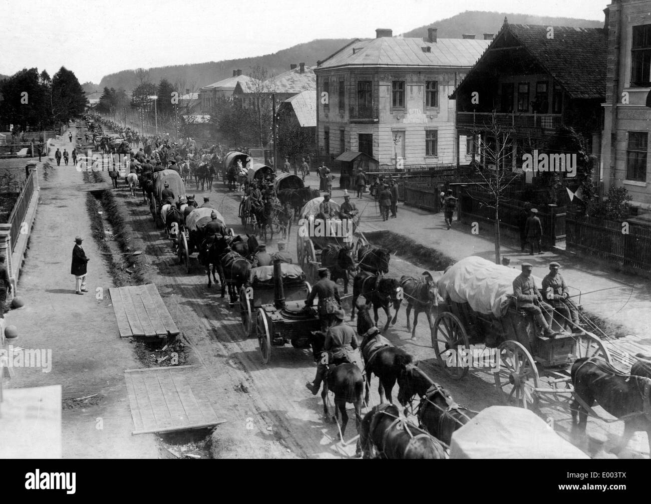 Deutsche Versorgungszüge in Galizien, 1915 Stockfoto