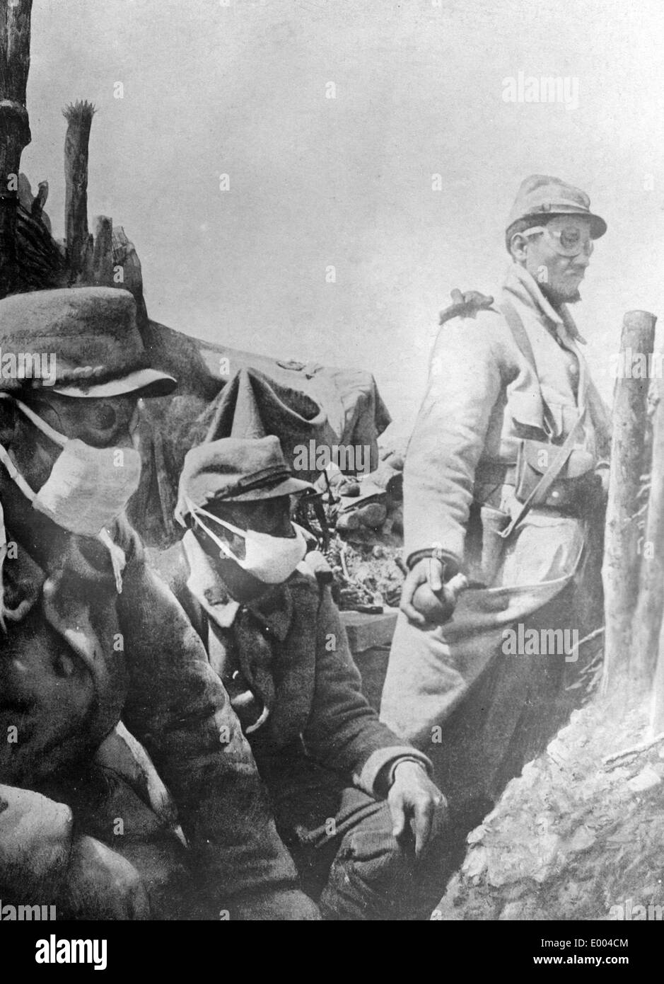 Französische Soldaten im Gaskrieg, 1915 Stockfoto