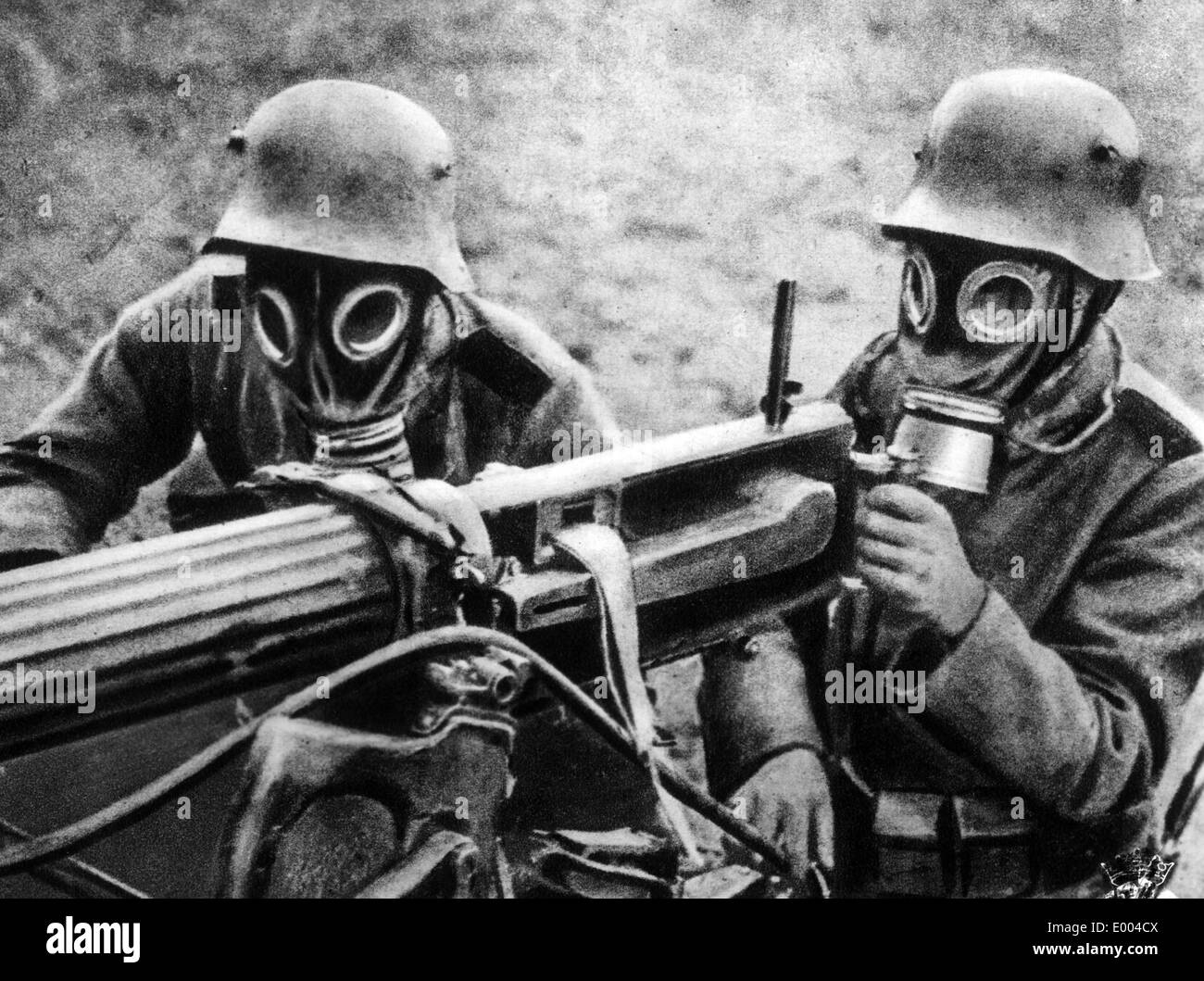 Deutscher Soldat mit einem Maschinengewehr, 1914-1918 Stockfoto