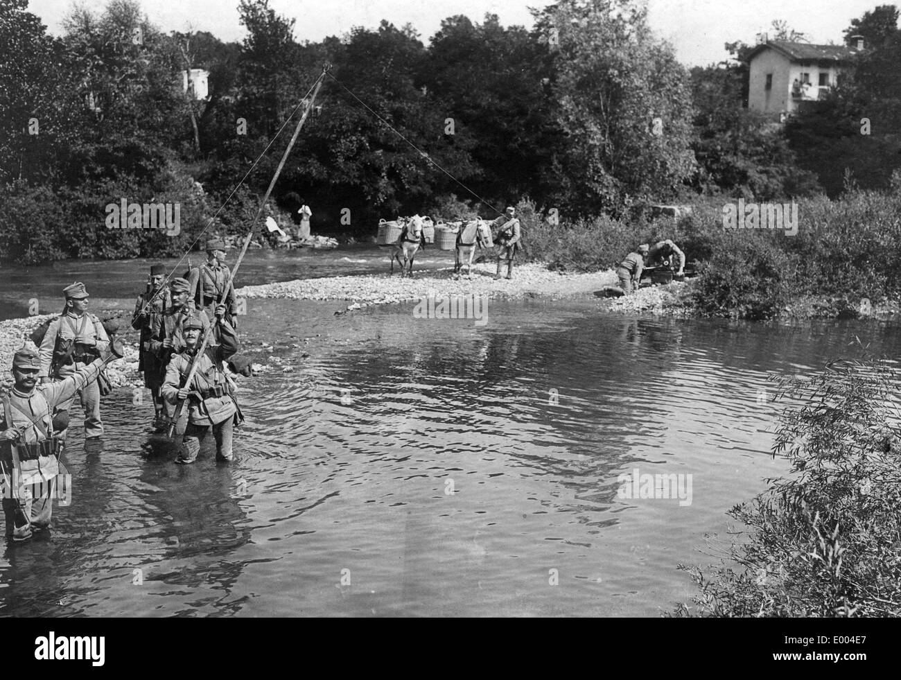 Österreich-ungarischen Fernmeldetruppe entlang des Isonzo, 1915 Stockfoto