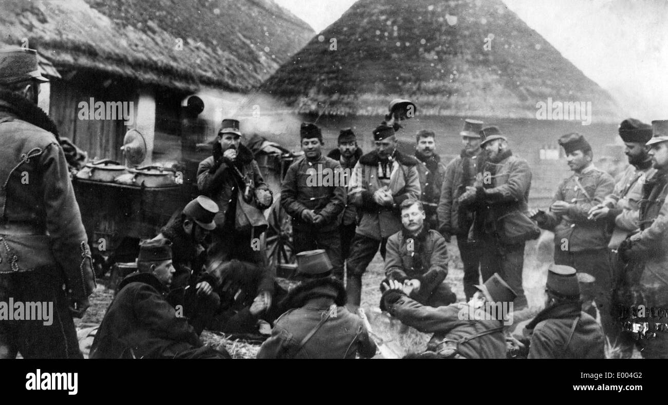 Die Feldküche eines Husaren-Camp, 1914 Stockfoto