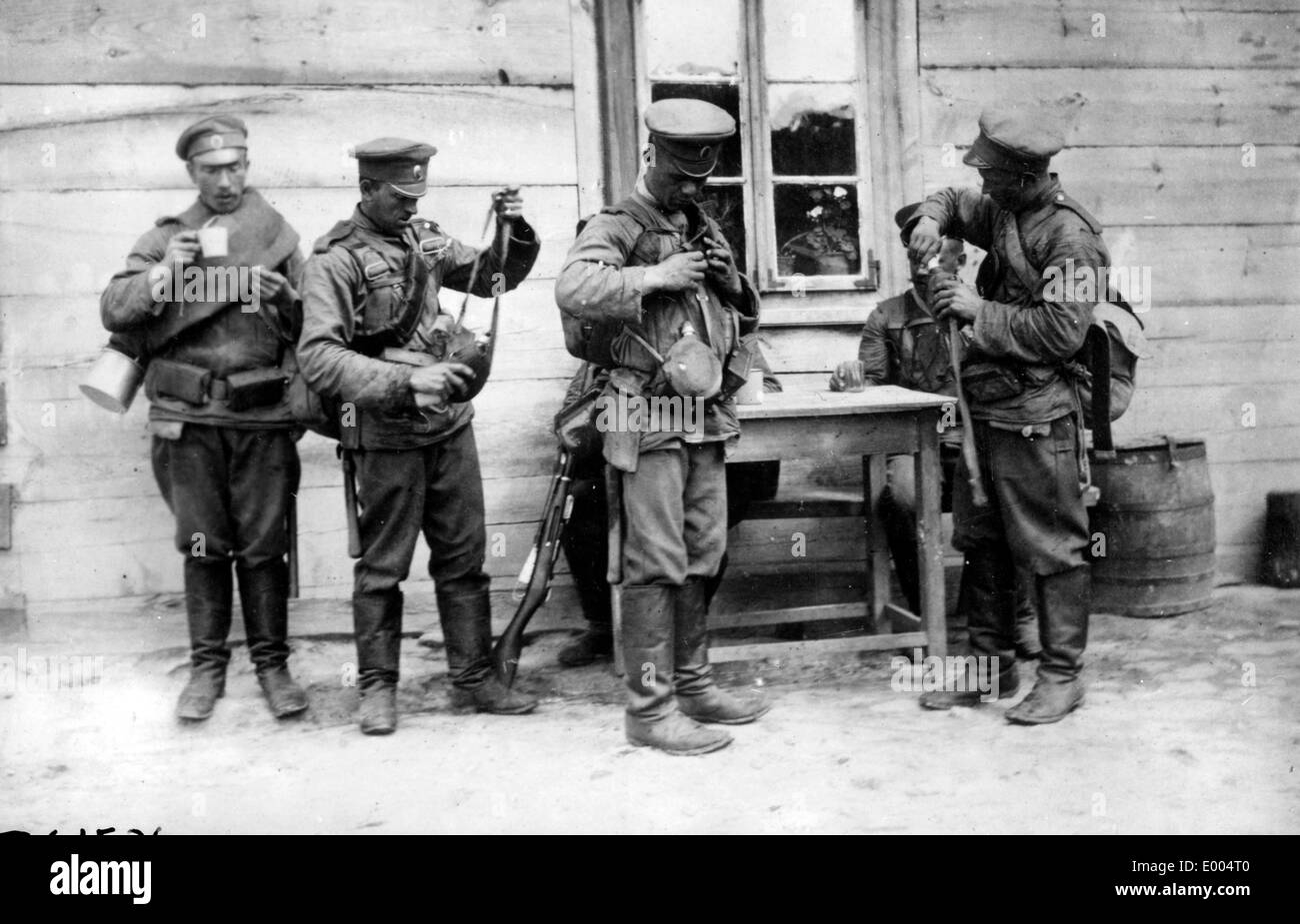 Russische Soldaten während WW ich Stockfoto