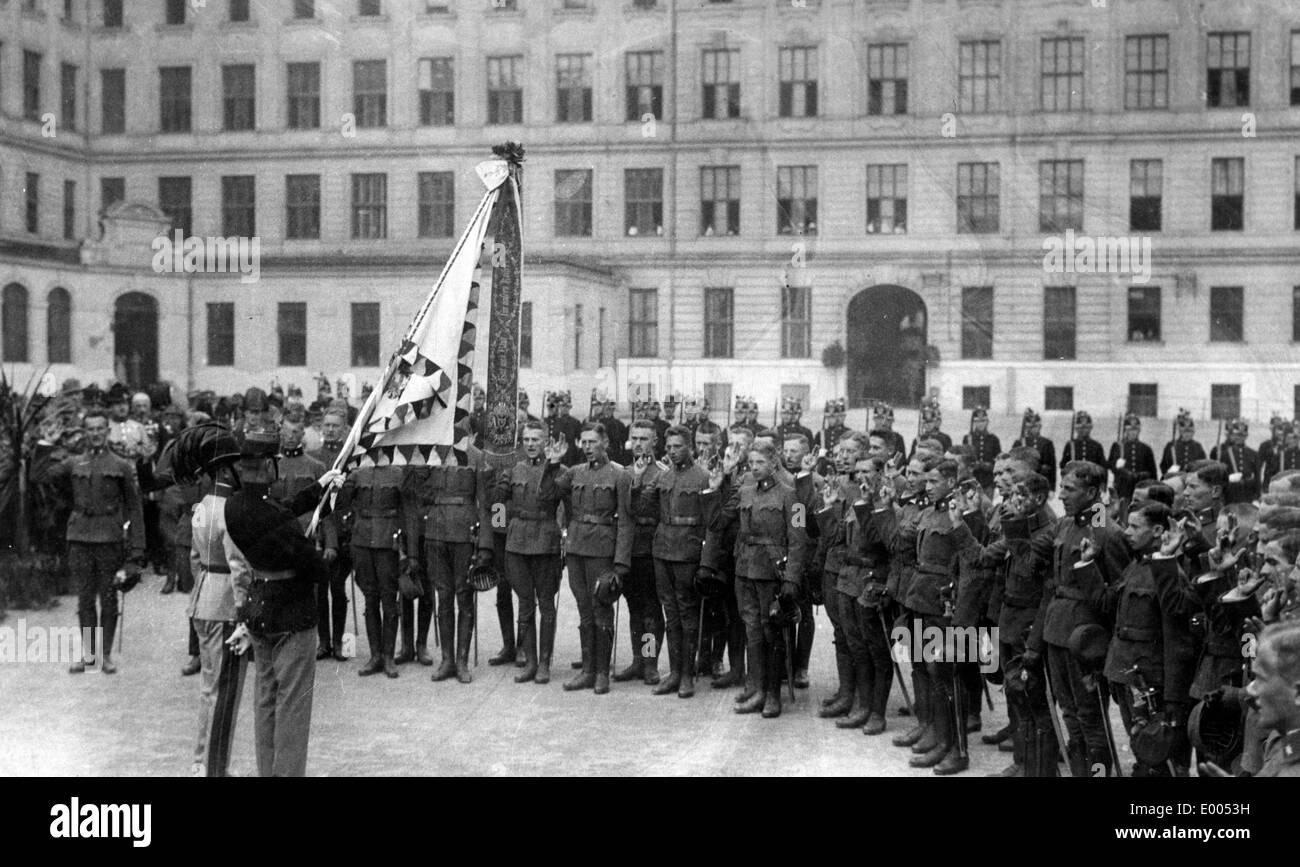 Vereidigung der Austro-ungarischen Offiziere in der Franz-Joseph-Militärakademie, 1918 Stockfoto