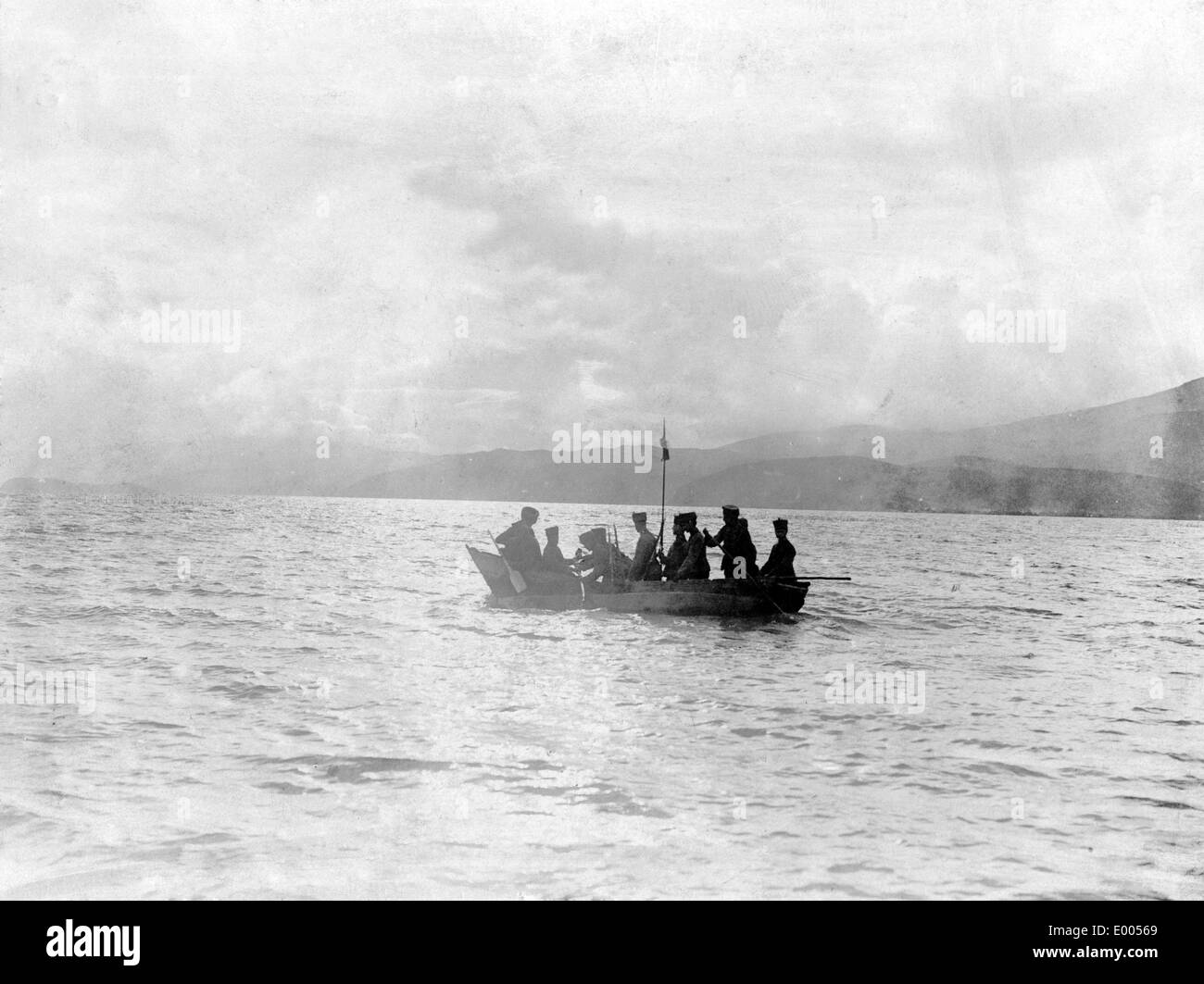 Deutsche Patrouillenboot am Ohridsee, 1917 Stockfoto