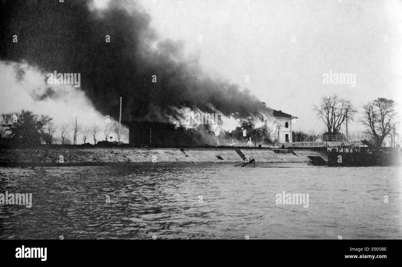 Brennende rumänischen Dock, 1916 Stockfoto
