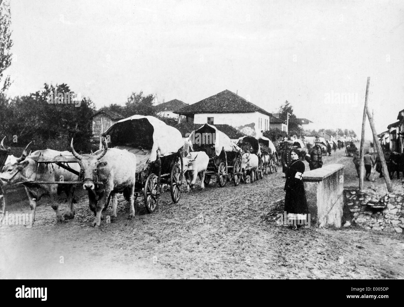 Serbische Lieferungen Konvoi, 1914 Stockfoto