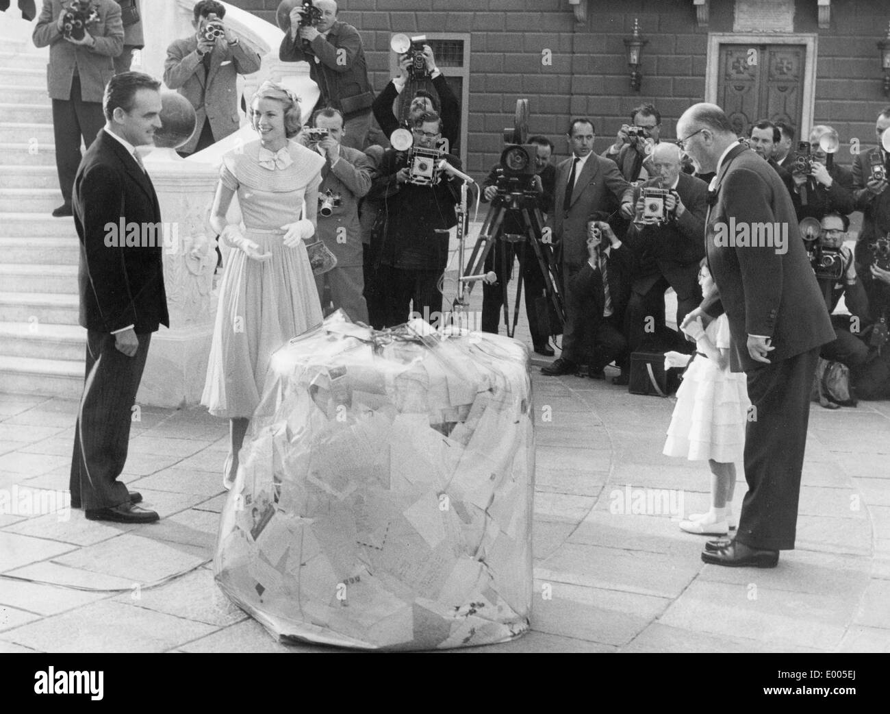 Die Hochzeit von Grace Kelly und Fürst Rainier III von Monaco, 1956 Stockfoto