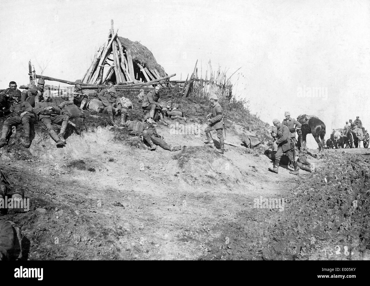 Ruhenden Soldaten in Serbien, 1916 Stockfoto