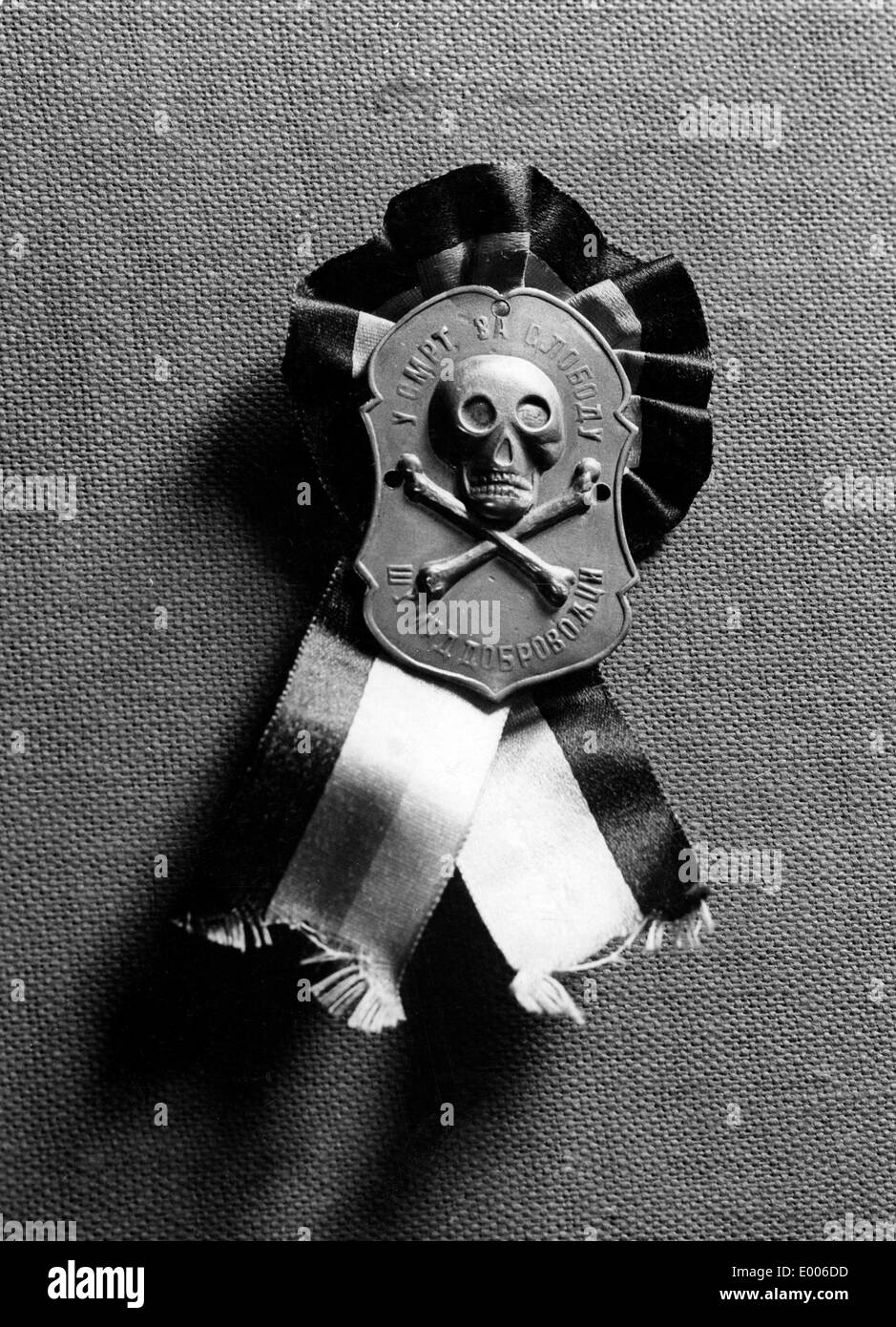 Abzeichen der geheimen Organisation "Schwarze Hand", 1914 Stockfoto