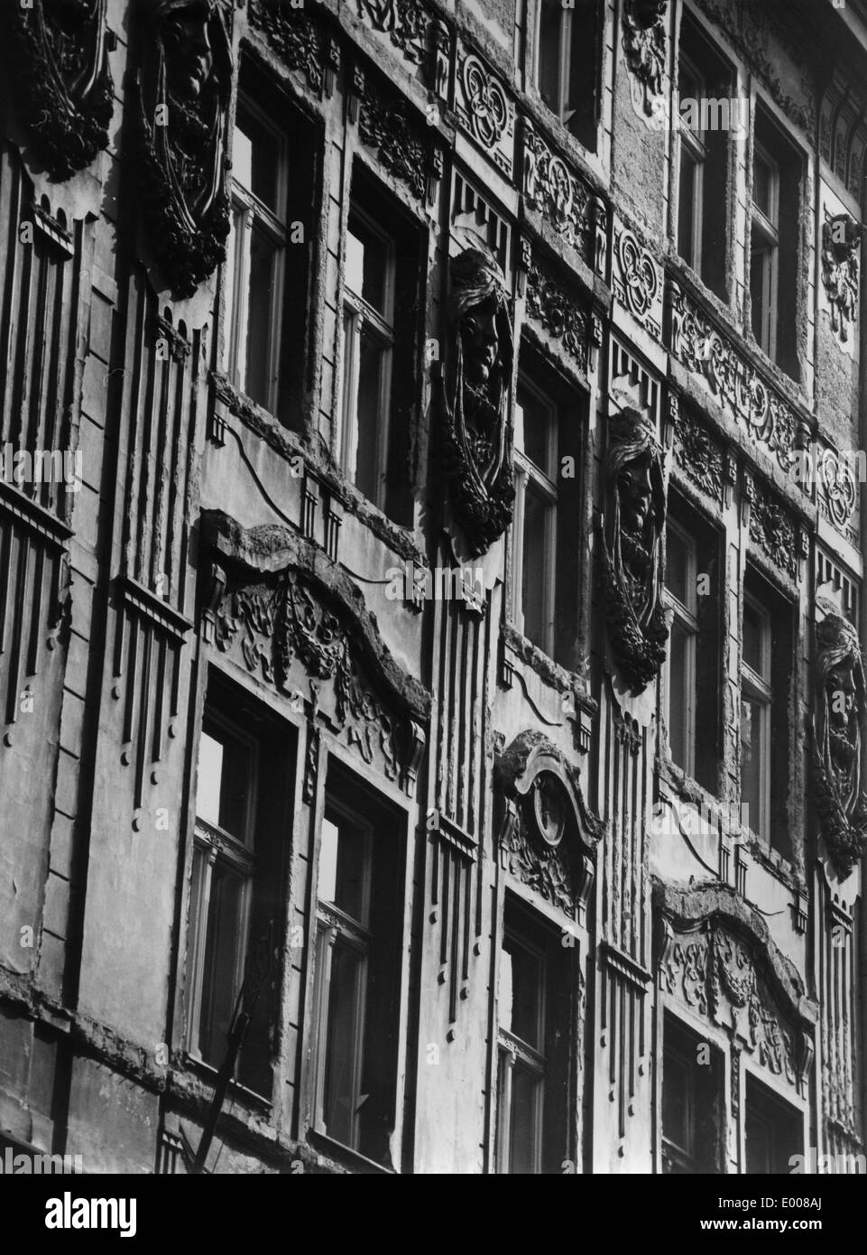 Ein Jugendstil-Fassade in Prag, 1968 Stockfoto