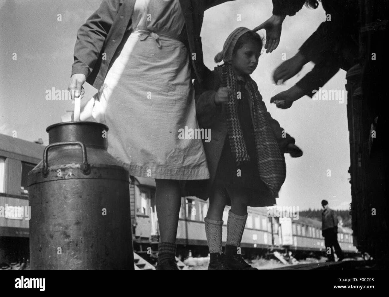Flüchtlinge in der inneren deutschen Grenze in der Nähe von Hof, 1948 Stockfoto