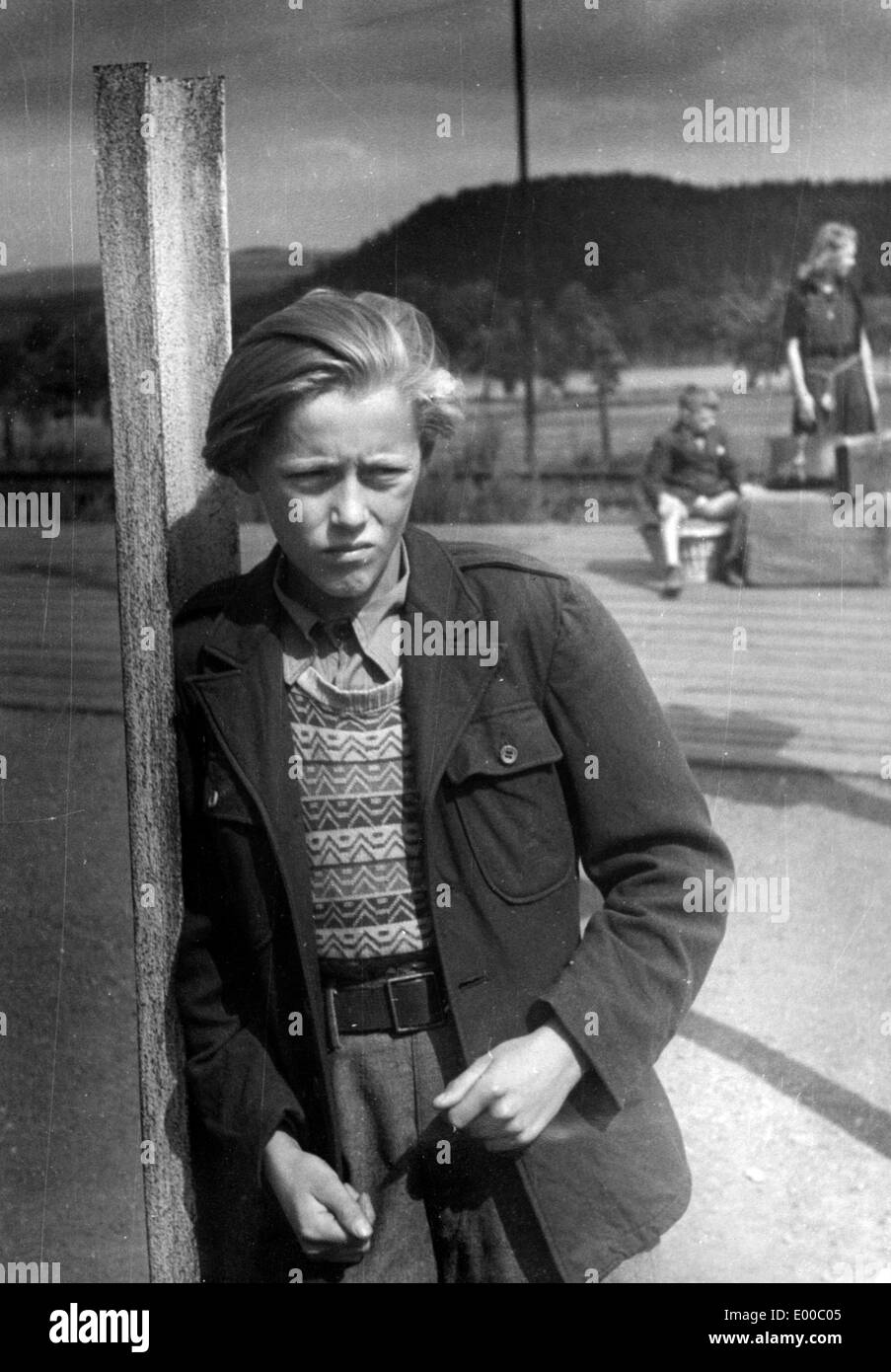Flüchtlinge in der inneren deutschen Grenze in der Nähe von Hof, 1948 Stockfoto