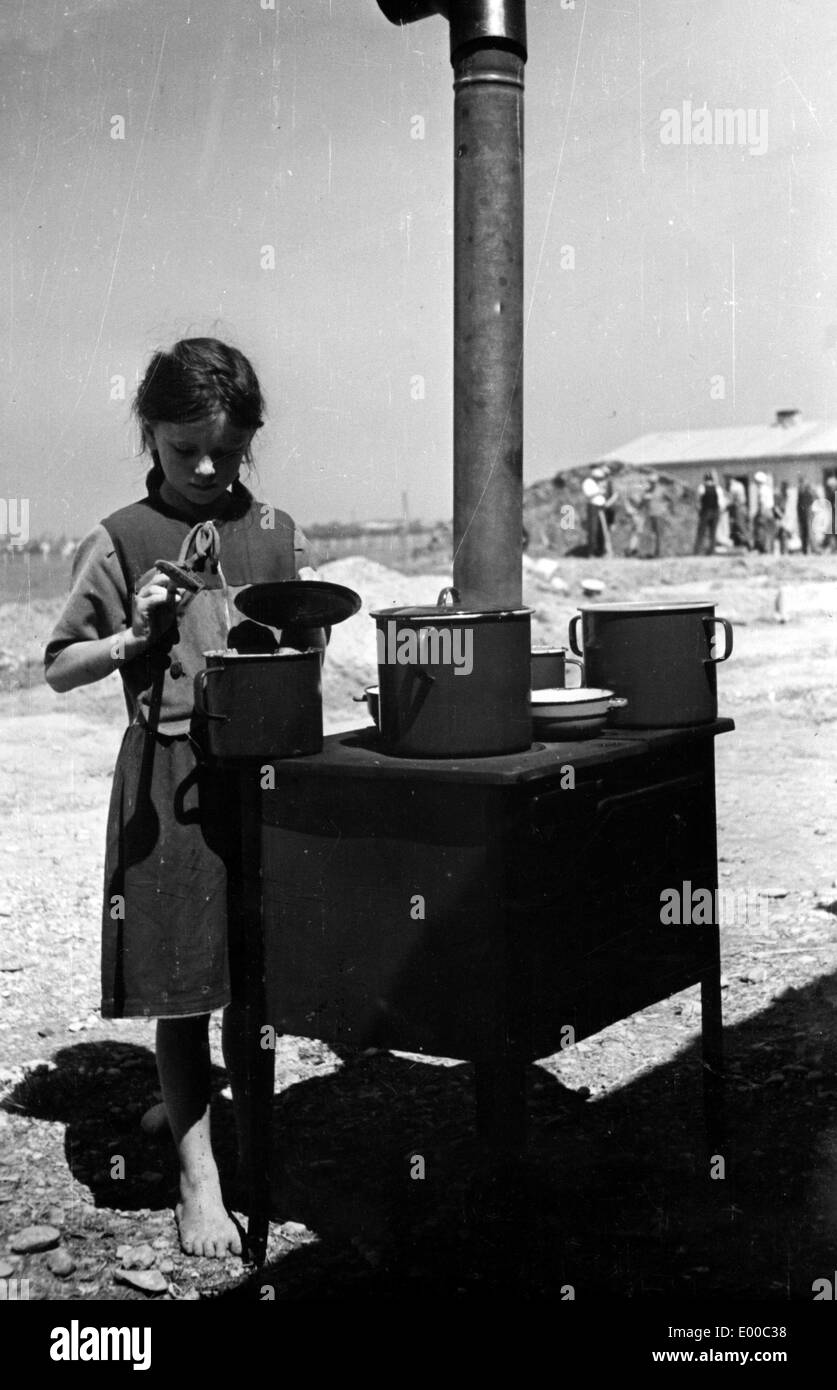 Flüchtlingslager in der Nähe von München, 1946 Stockfoto