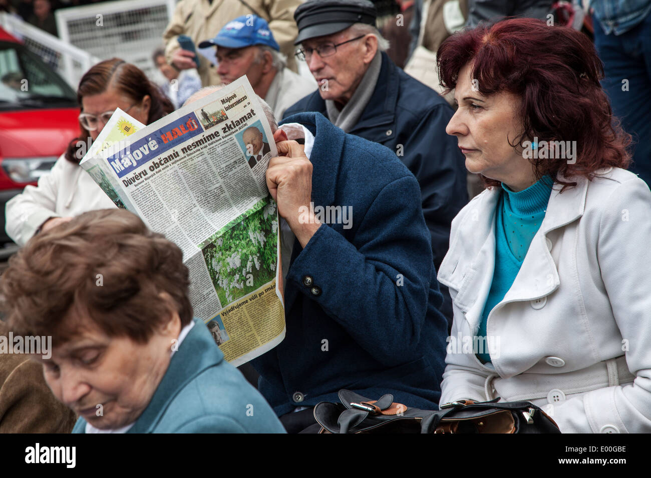 Tschechische Kommunisten feiern 1.Mai, kommunistischen Urlaub in Prags Vystaviste Stockfoto