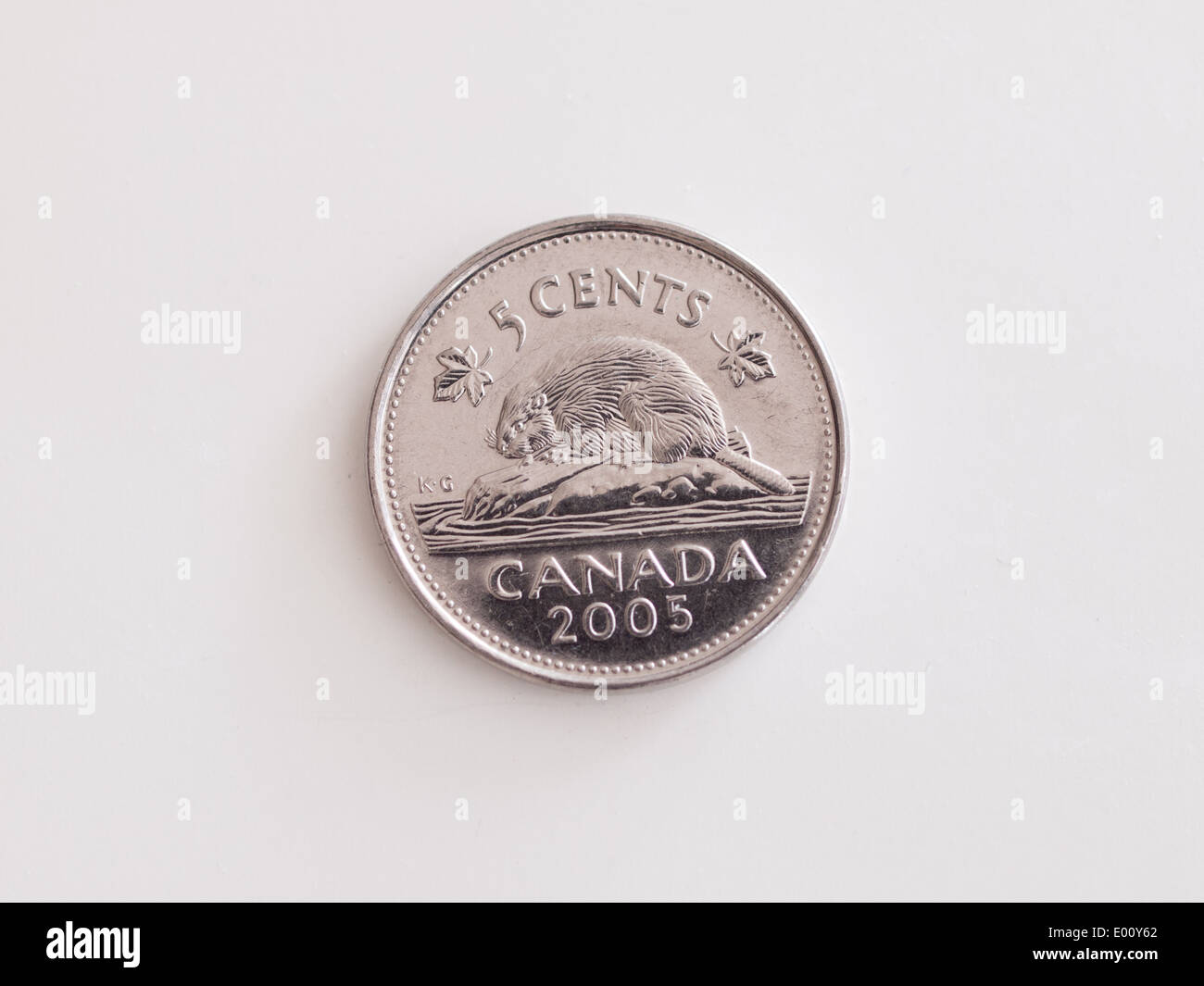 Eine kanadische Nickel (5 Cent-Münze, 5-Cent-Stück). Stockfoto
