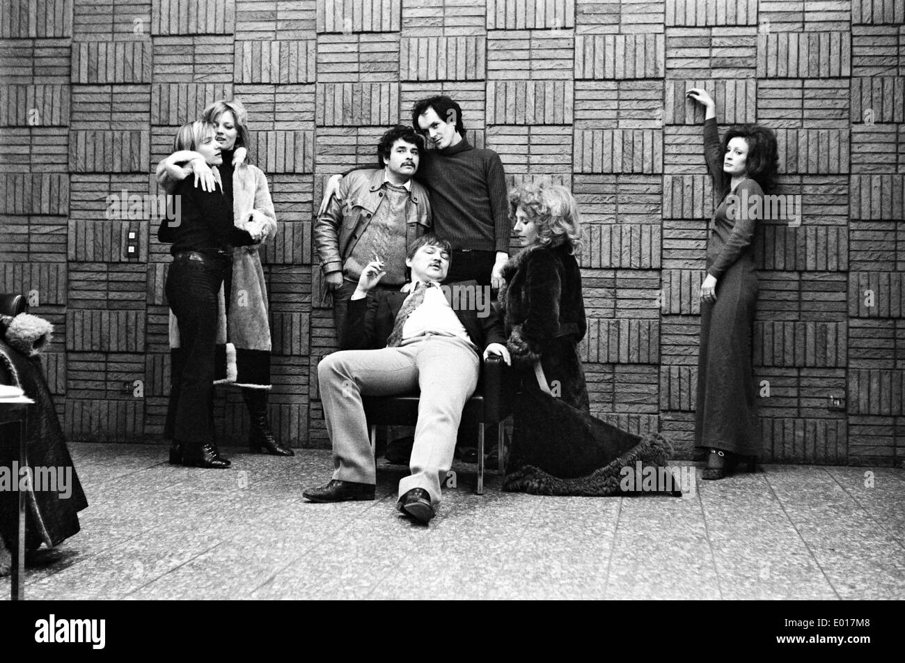 Rainer Werner Fassbinder, Ulli Lommel, Hanna Schygulla, Ingrid Caven, 1971 Stockfoto