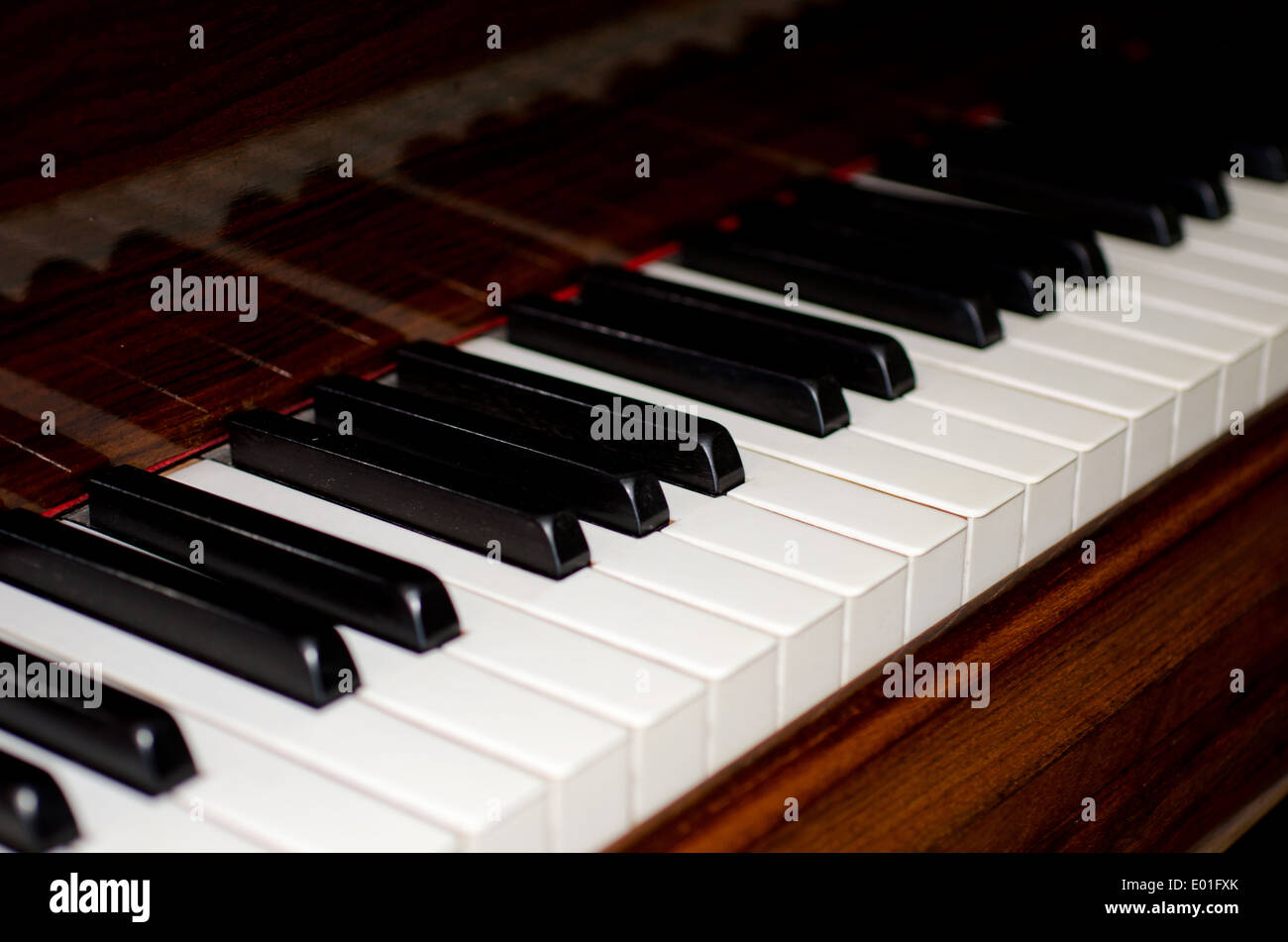 Klaviertasten aus einem alten Flügel Stockfoto