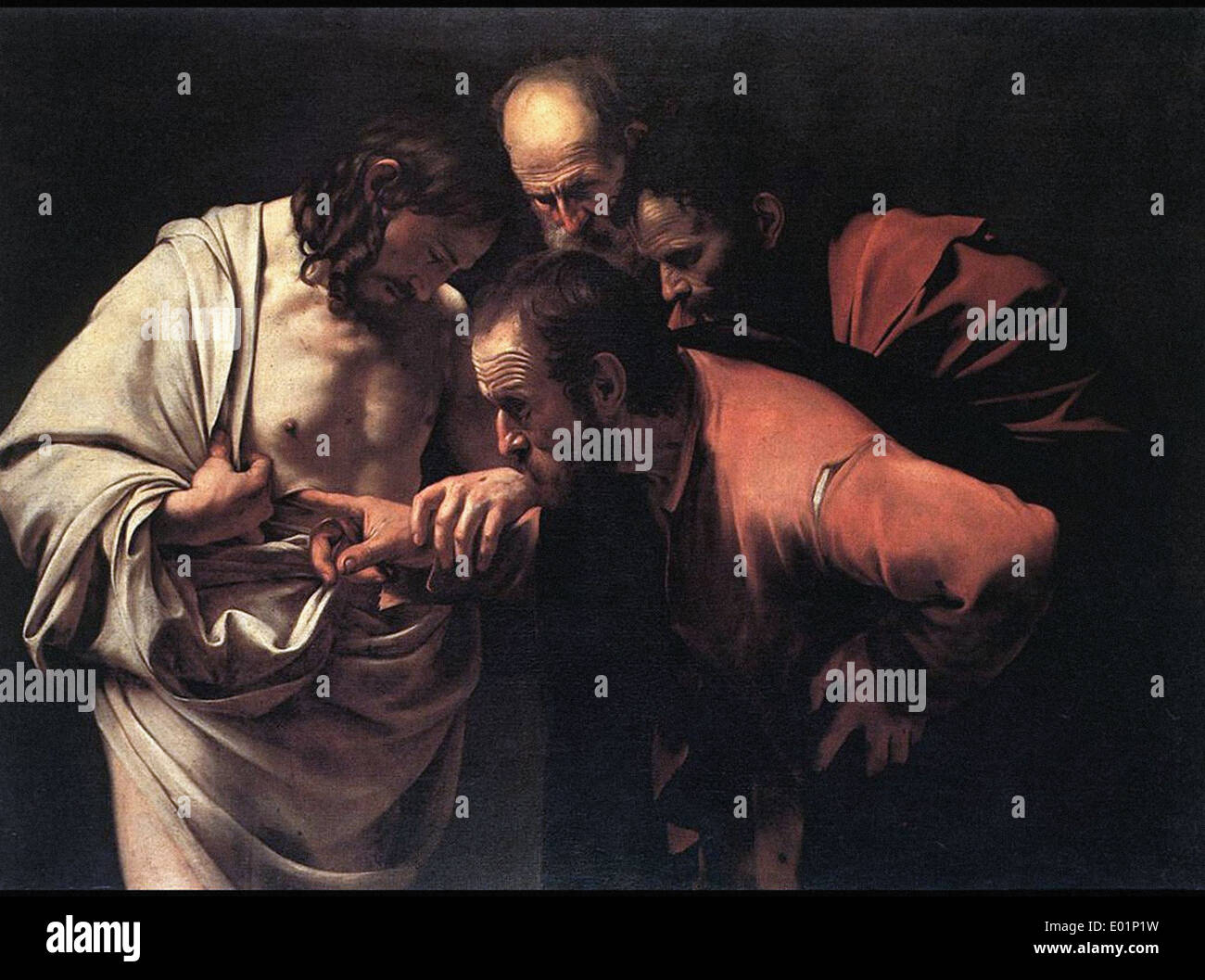 Michelangelo Merisi Da Caravaggio die Ungläubigkeit des Heiligen Thomas Stockfoto