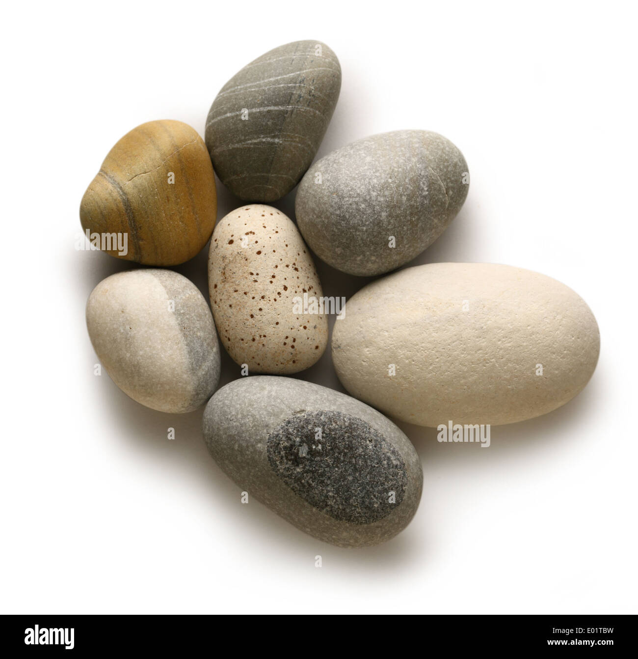 Meer-Steinen auf weißem Hintergrund Stockfoto